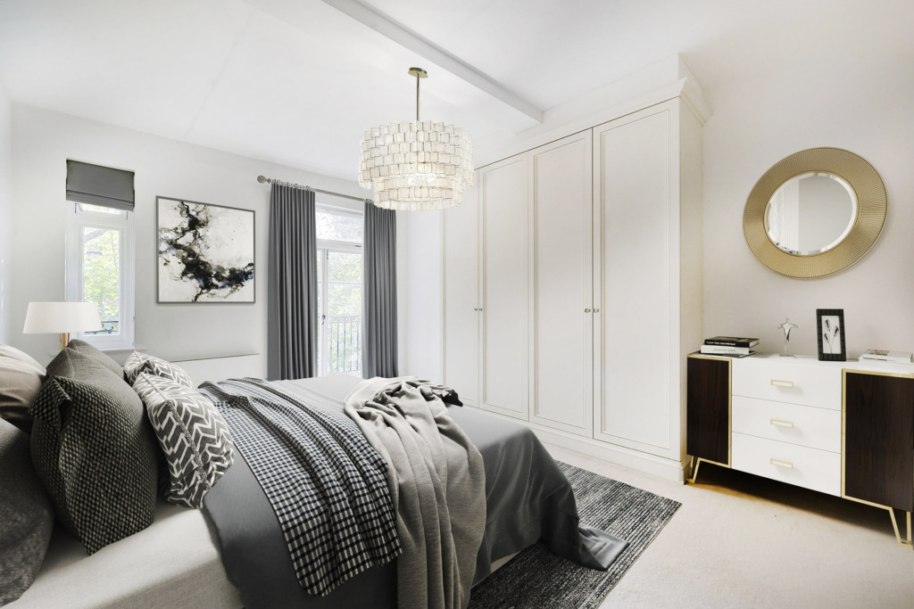 Bedroom, 2D Virtual Staging, Kensington, London, W8