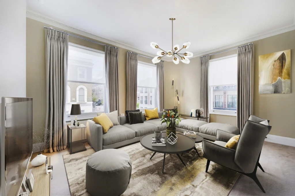 Living Room 2D Virtual Staging, Chelsea Manor Street, London SW3