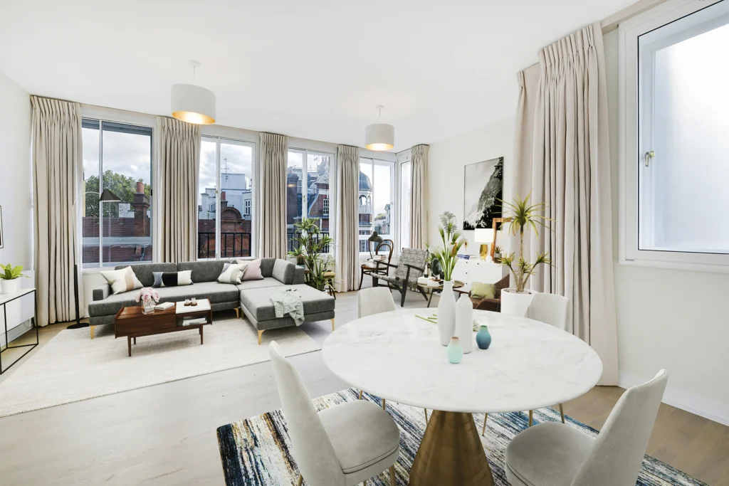 Living Room, 2D Virtual Staging, Sloane Street, London, SW1X