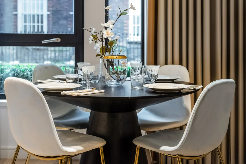 Property Photography, Lincoln Square, Dining table London, WC2A – Fulham Performance UK Property Marketing Experts
