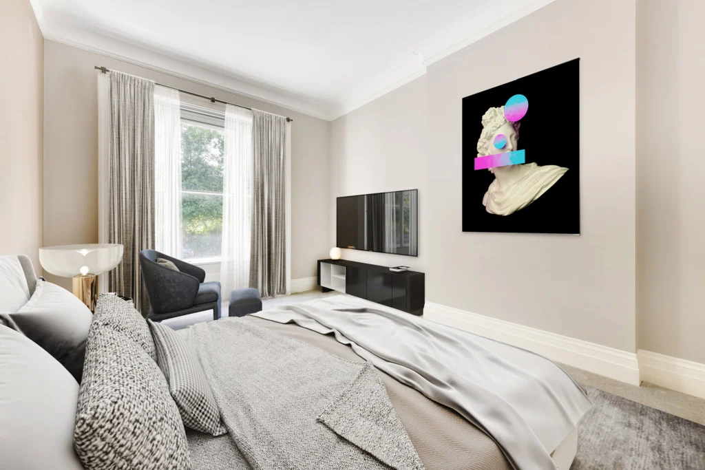 Bedroom, 2D Virtual Staging, Onslow Square, London, SW7 3LR